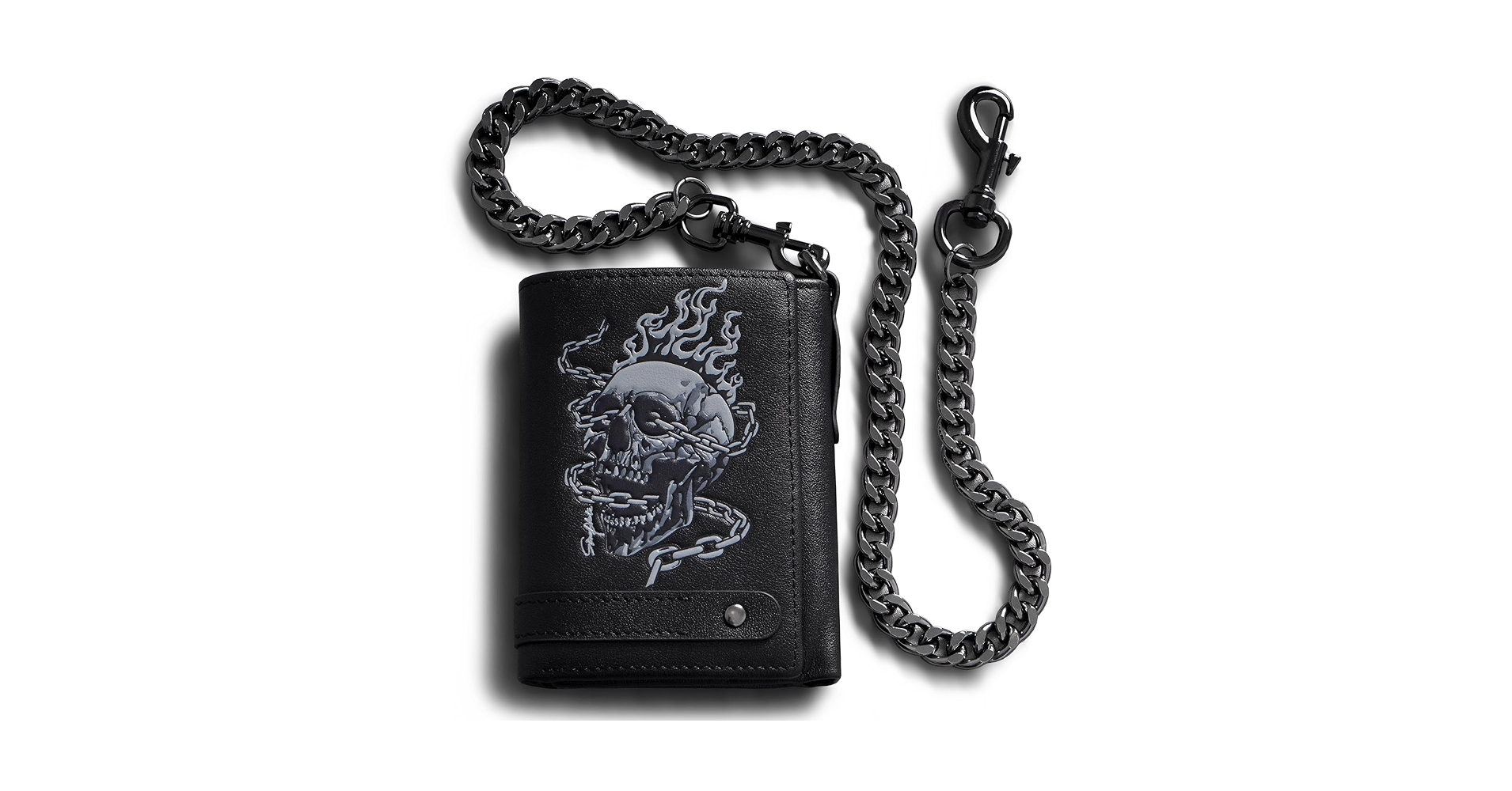 Amazon.com: skneephate Men's Wallet With Chain Skull Trifold